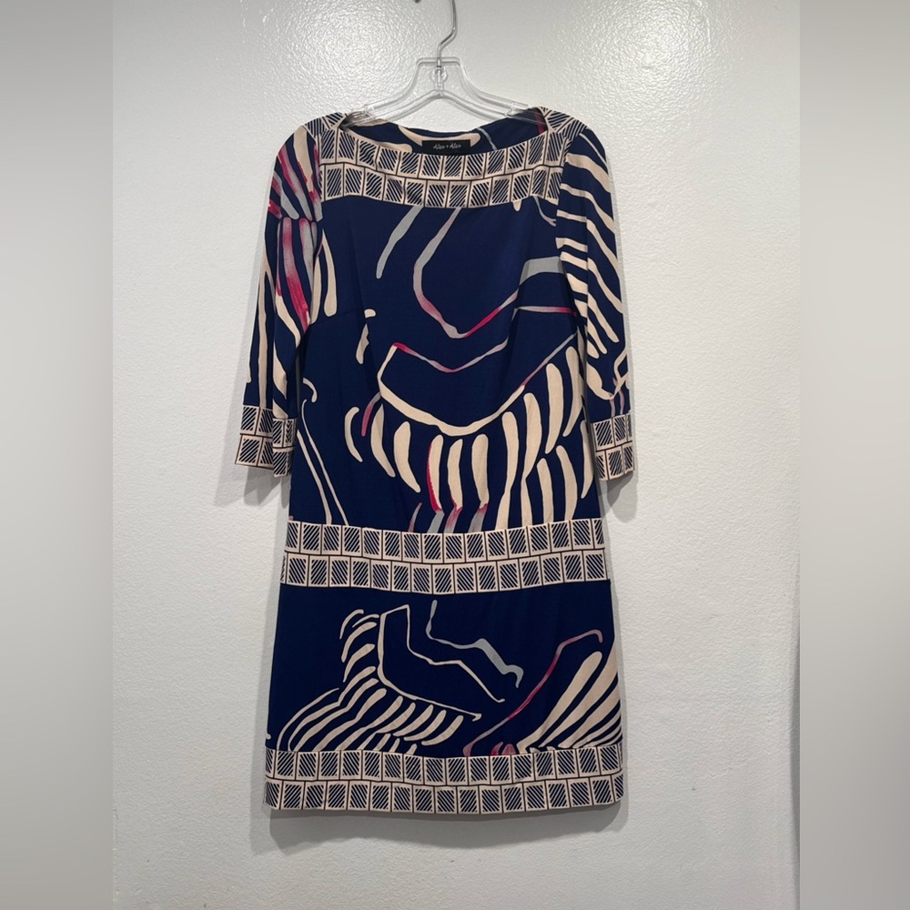 ALEX + ALEX‎ Bold Abstract Print Dress Stretch Art To Wear Glam Coastal Size 2